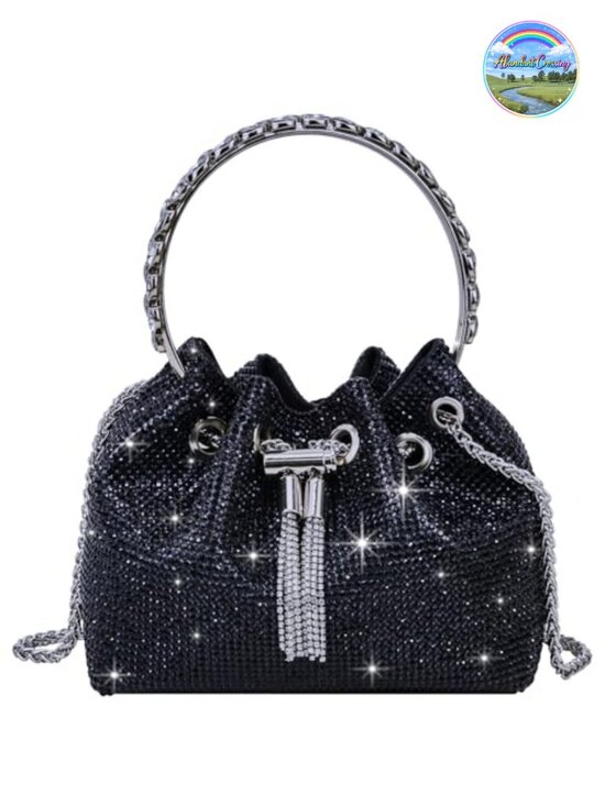 Handbags - Rhinestone Evening Bag Sparkly Crystal Clutch Wristlet Crossbody Purse